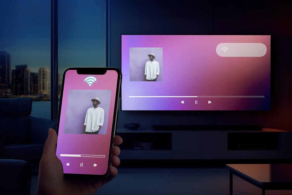 Music streaming smartphone to TV