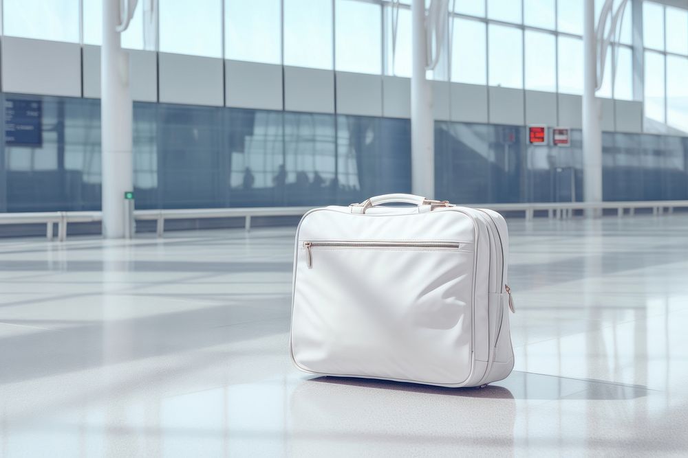 White travel bag airport suitcase luggage. AI generated Image by rawpixel.