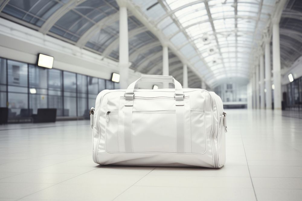 White travel bag luggage handbag airport. AI generated Image by rawpixel.