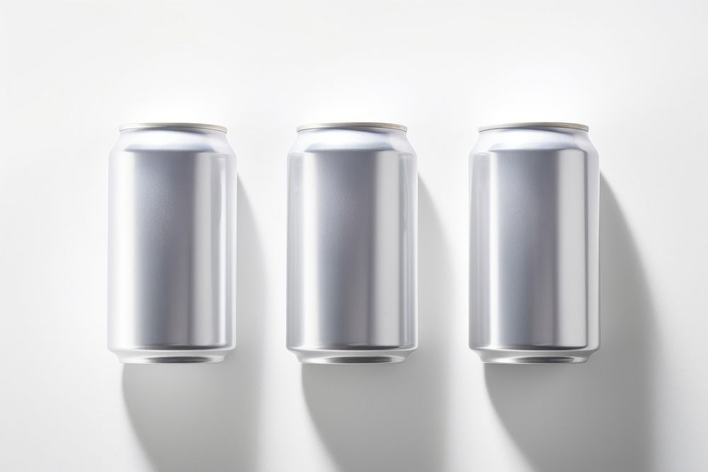 5 cans white background refreshment aluminum. 