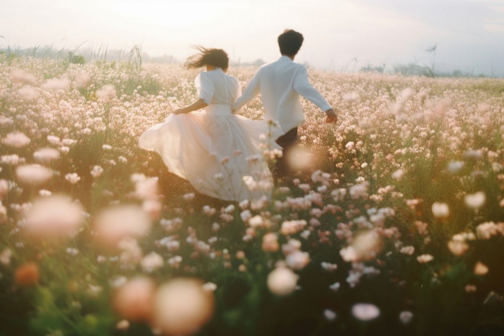 Wedding flower field land. AI generated Image by rawpixel.