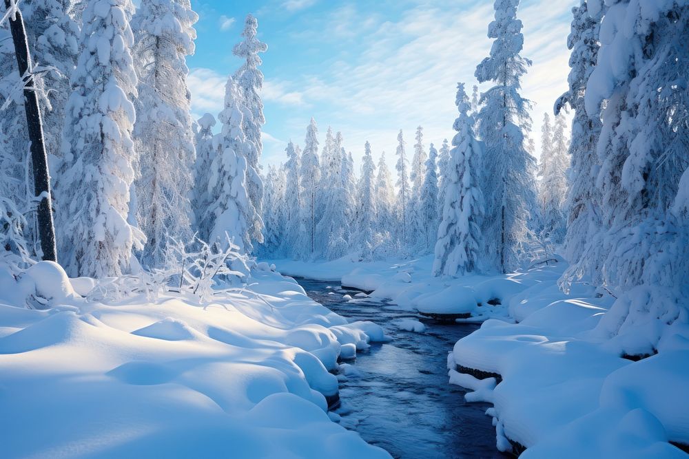 Forest landscape snow outdoors. AI generated Image by rawpixel.
