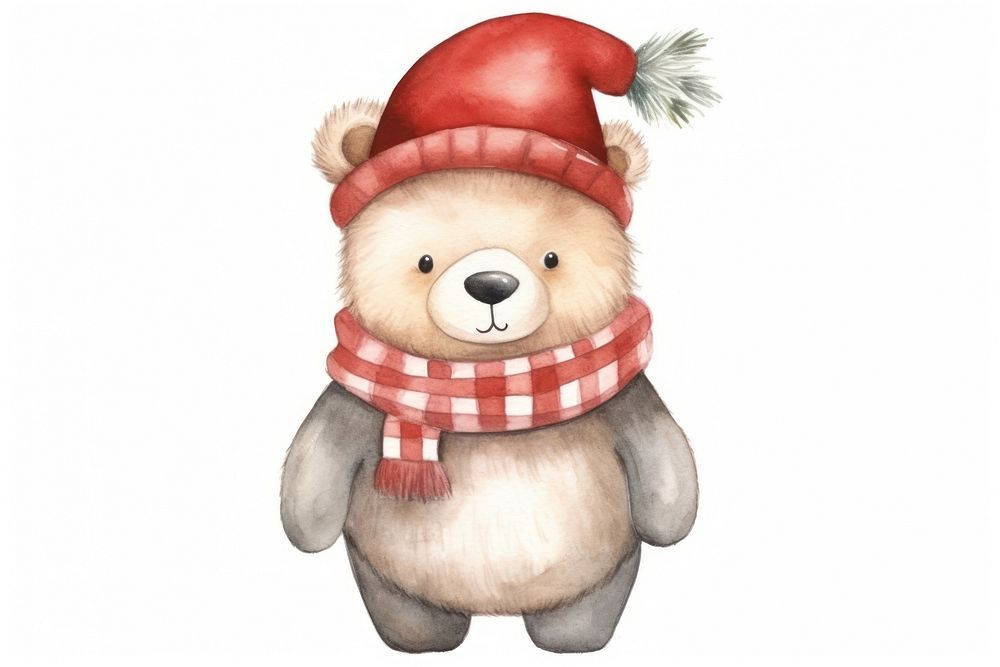Bear Christmas cartoon mammal animal. AI generated Image by rawpixel.