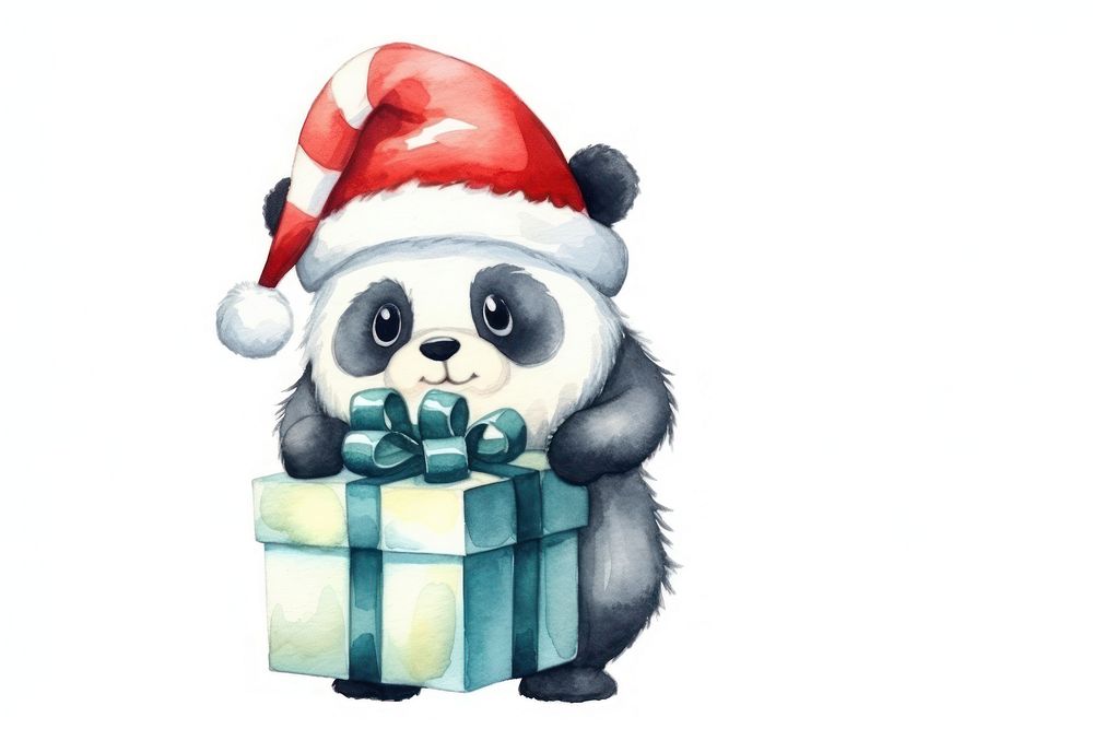 Panda holding gift christmas cartoon animal. AI generated Image by rawpixel.