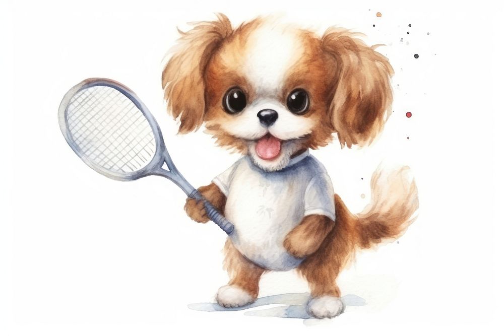 Dog play badminton mammal animal tennis. AI generated Image by rawpixel.