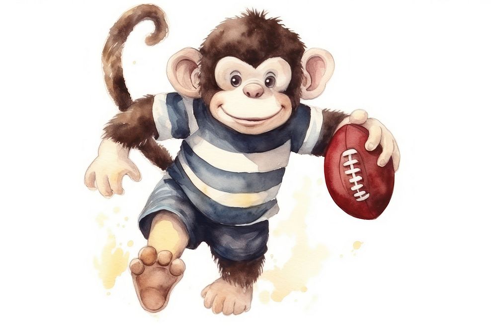 Monkey play rugby football mammal animal. AI generated Image by rawpixel.