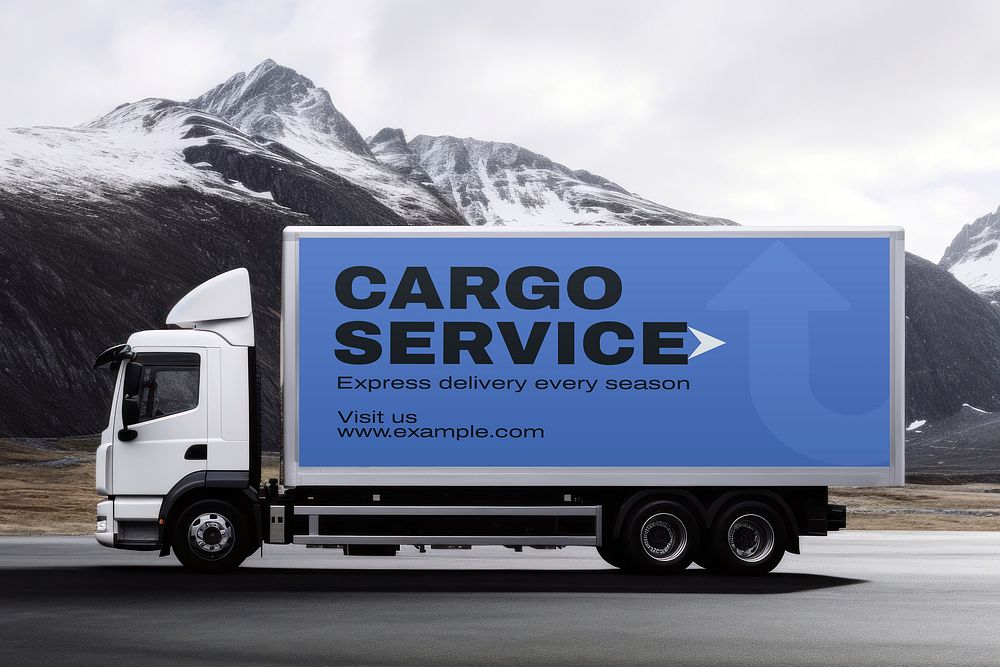 Cargo truck mockup, vehicle psd