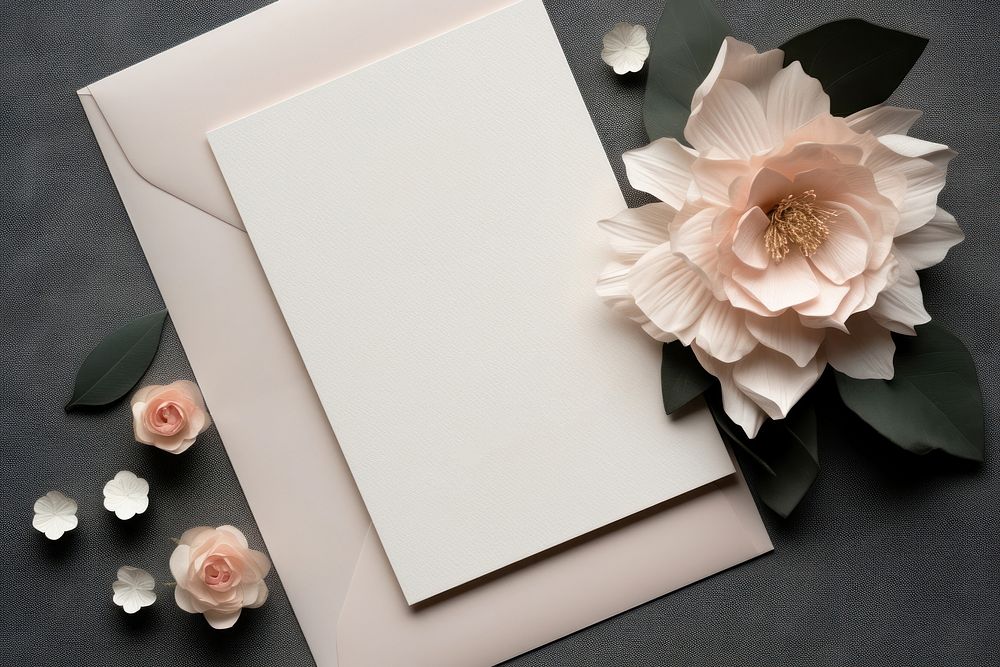 Invitation card flower plant paper. AI generated Image by rawpixel.