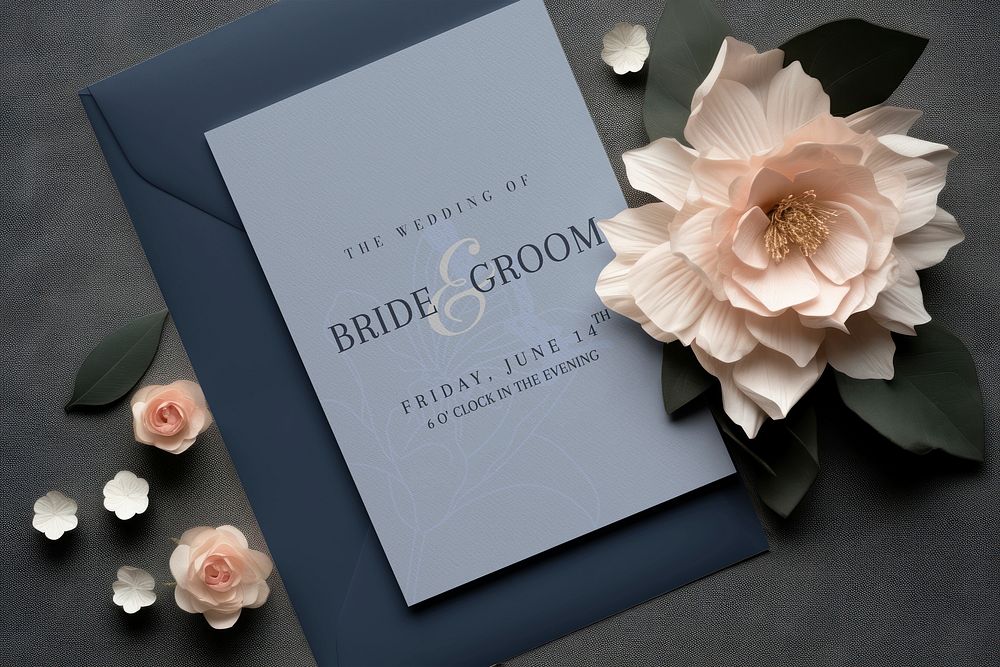 Wedding invitation mockup, card design psd