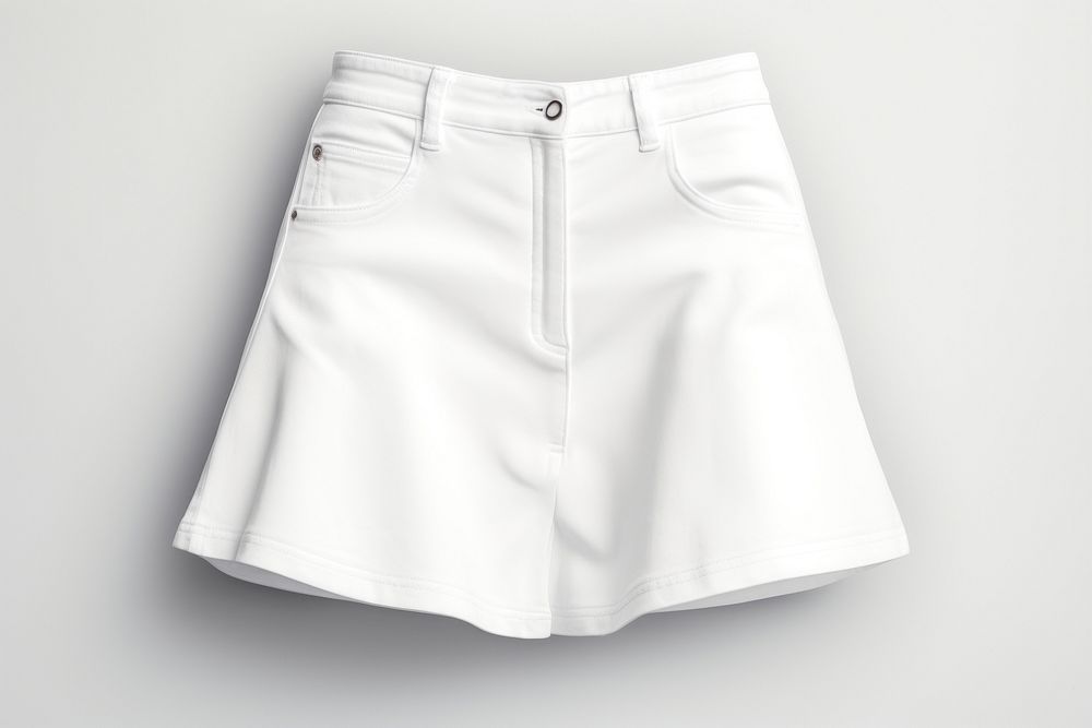 Jean skirt shorts white white background. AI generated Image by rawpixel.