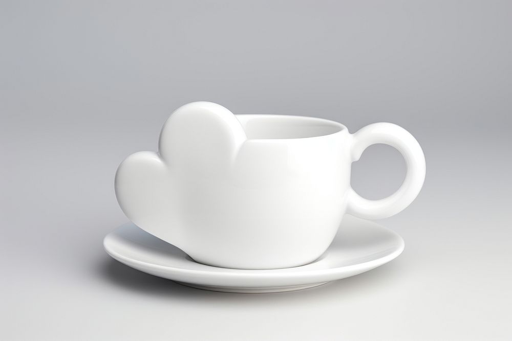 White ceramic mug porcelain saucer coffee. AI generated Image by rawpixel.
