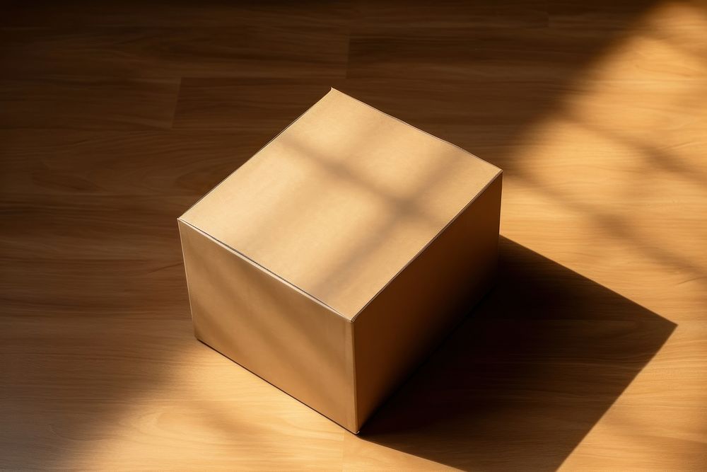 Brown paper box wood cardboard shadow. 