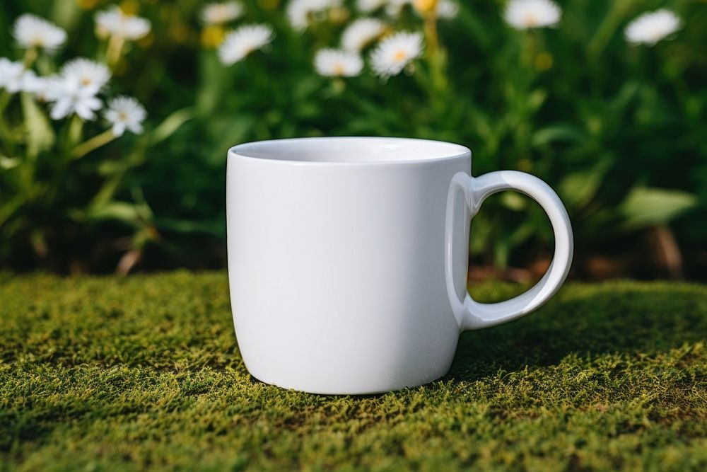White mug coffee cup flower. AI generated Image by rawpixel.