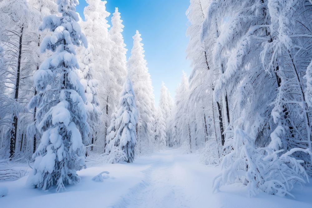 Forest landscape tree snow. AI generated Image by rawpixel.