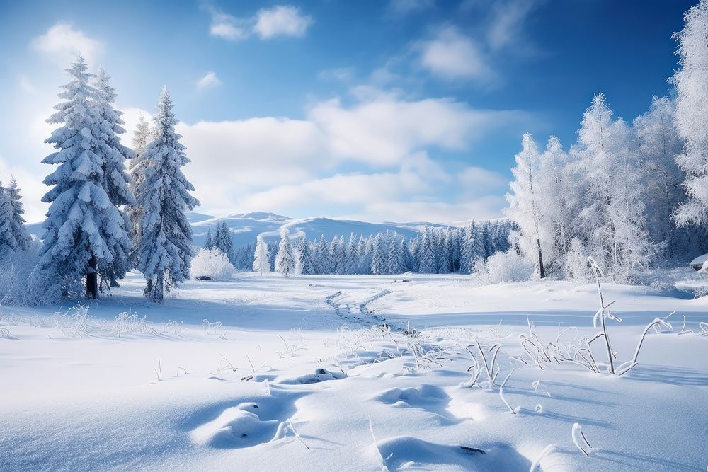 Snow landscape outdoors nature plant. AI generated Image by rawpixel.