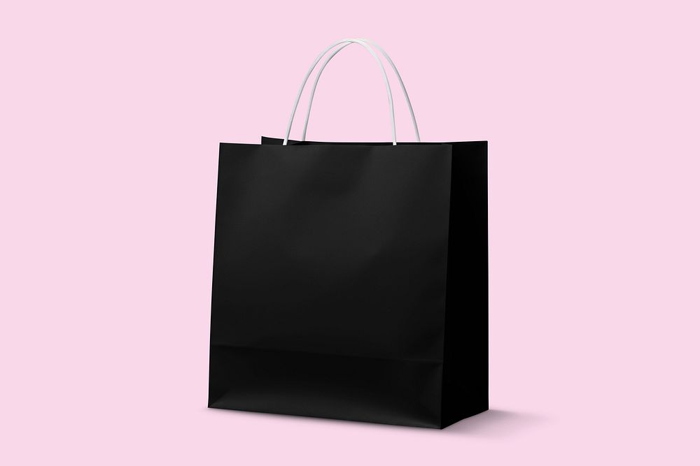 Black paper shopping bag with design space