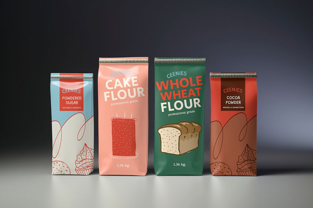Baking flour bag mockup, product packaging psd