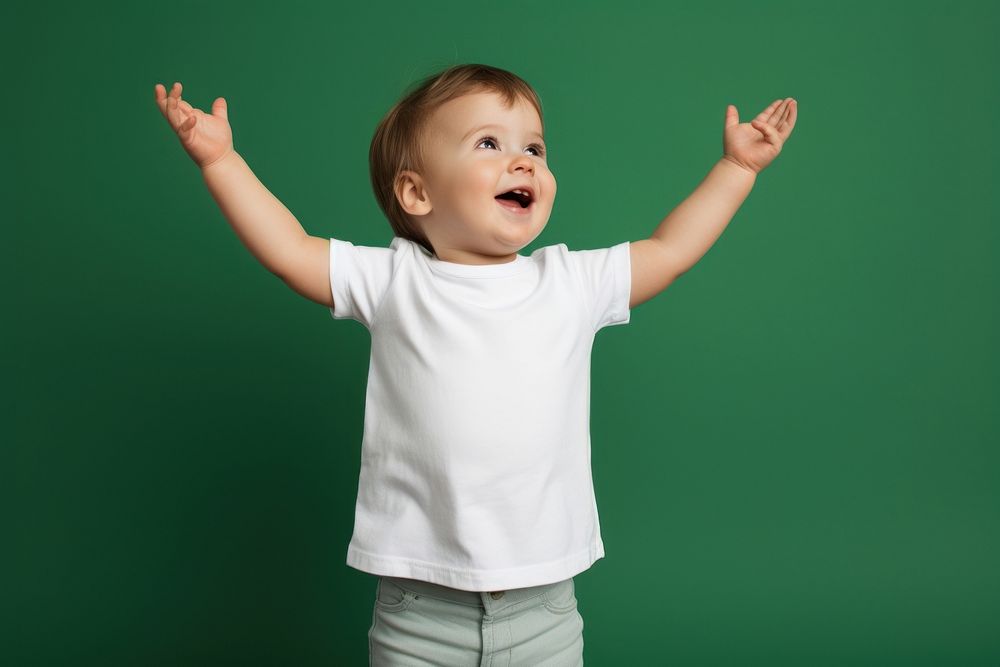 Standing toddler t-shirt child. 