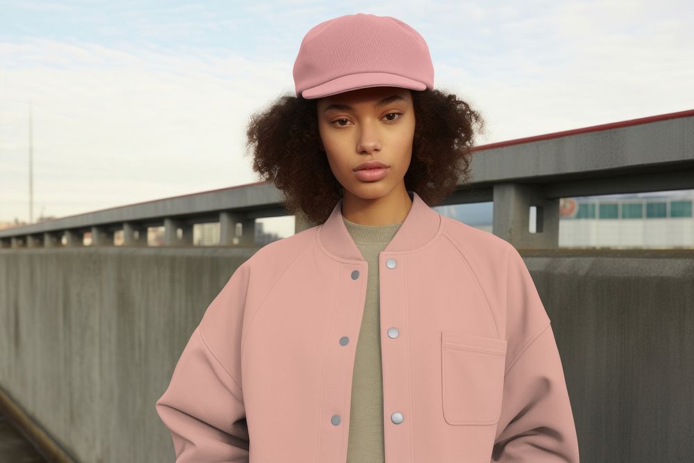 Women's pink jacket, street fashion