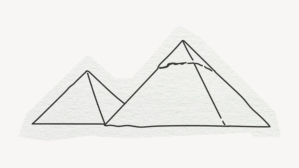 Pyramids, Egyptian famous location, line art collage element psd
