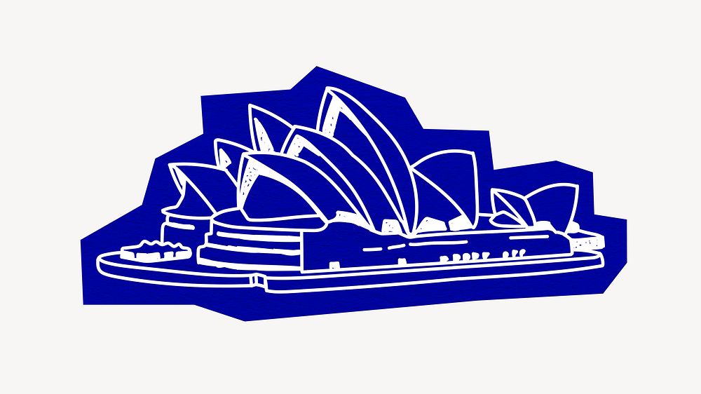Sydney Opera House, tourist attraction, line art collage element