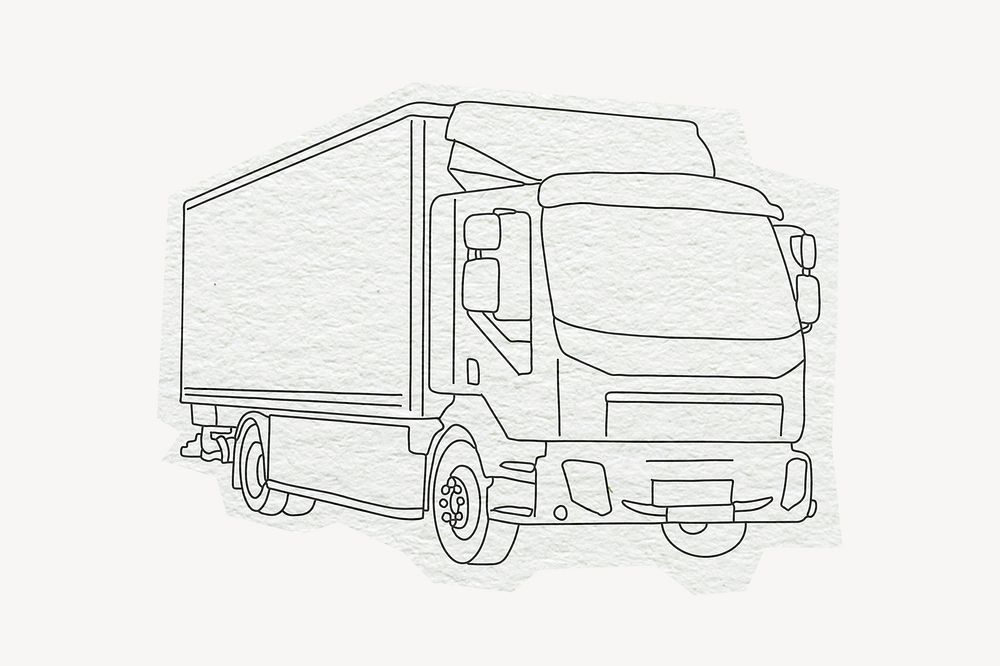 Moving truck, vehicle line art illustration