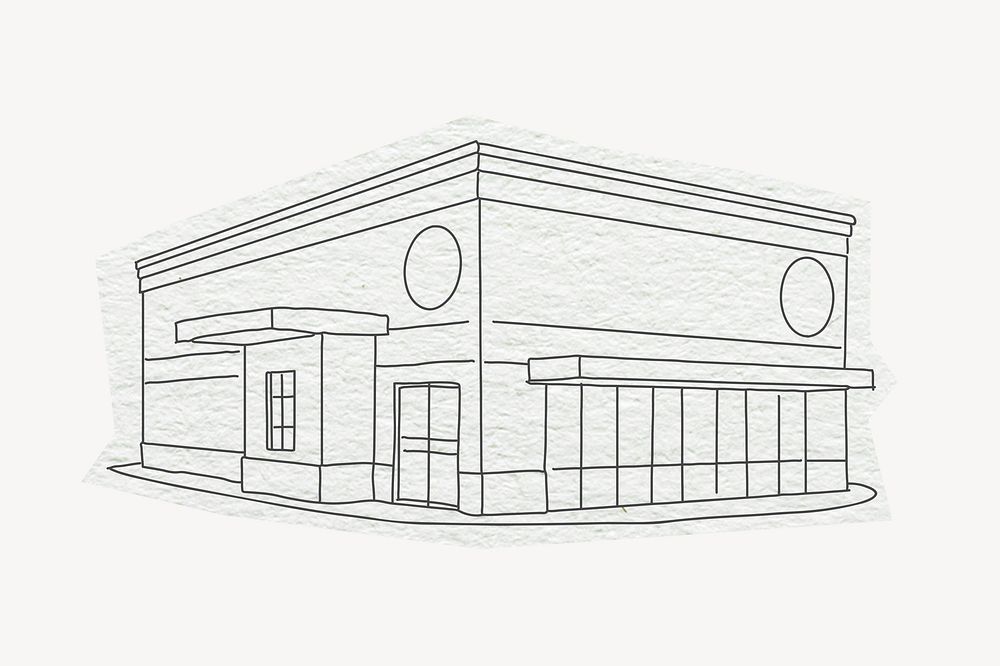 Cafe building line art illustration