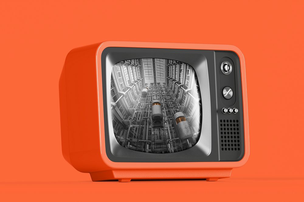 Retro TV screen mockup psd