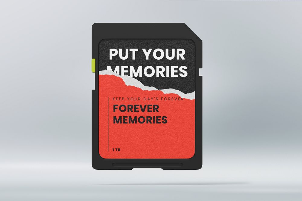 Memory card mockup, digital product design psd