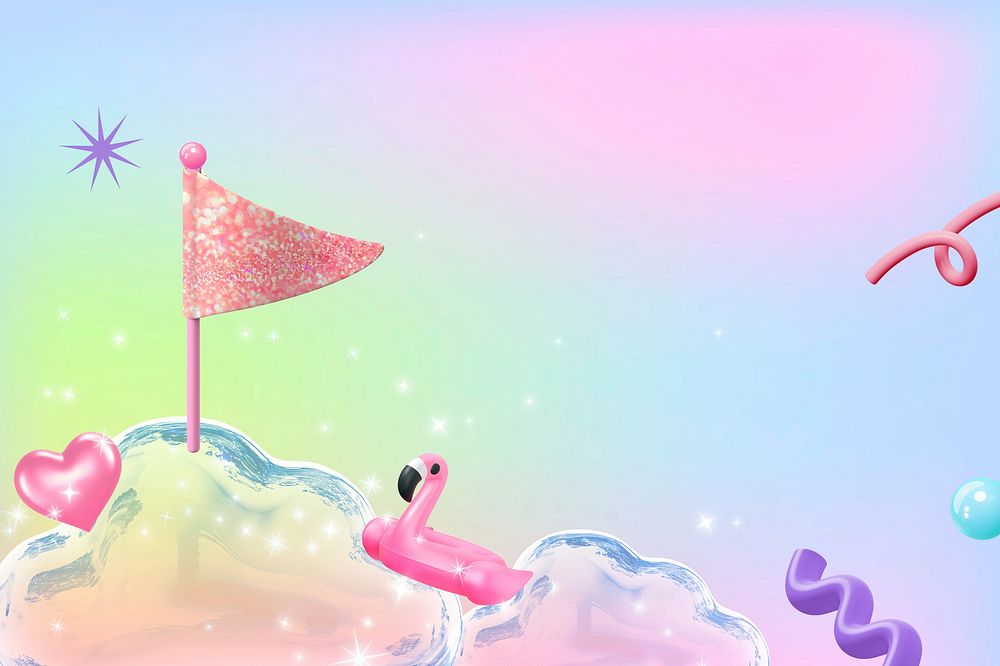 Pastel flamingo, 3d remix background