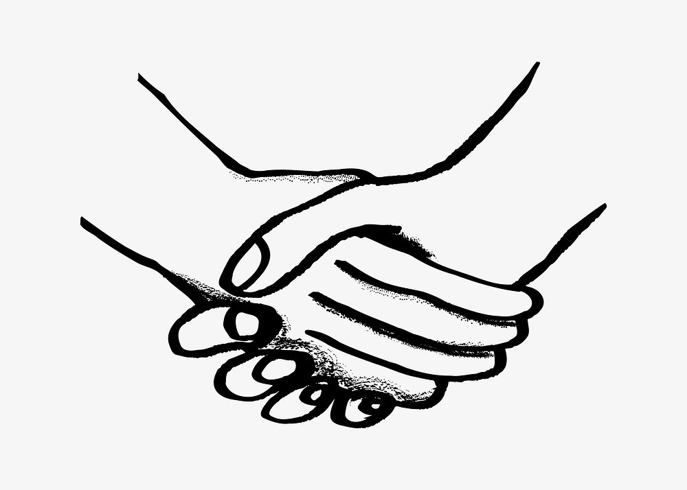 Handshake business partnership doodle illustration vector