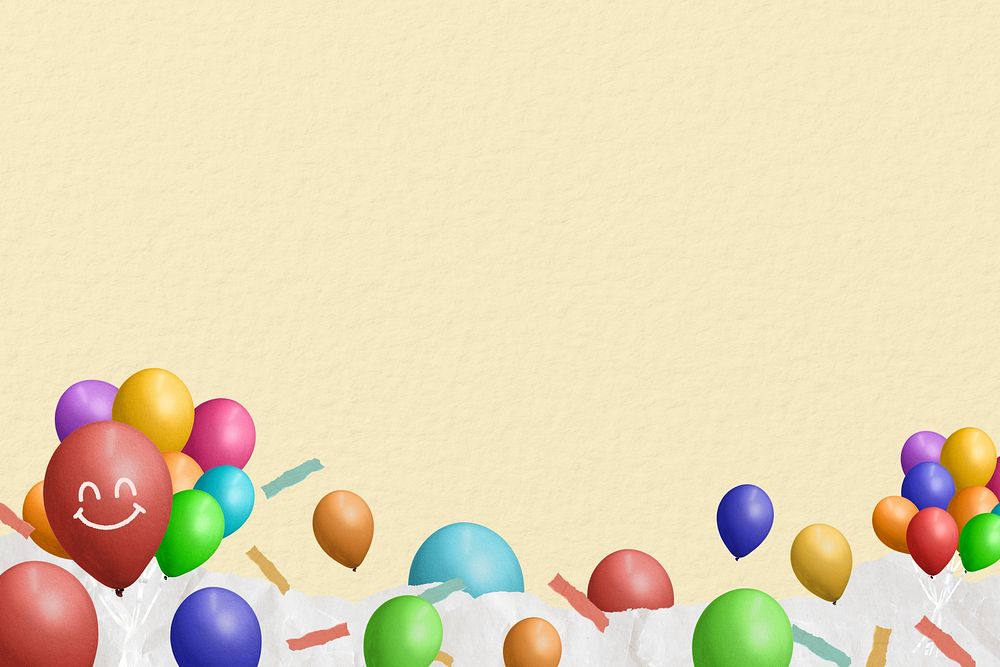 Beige background, party balloons border