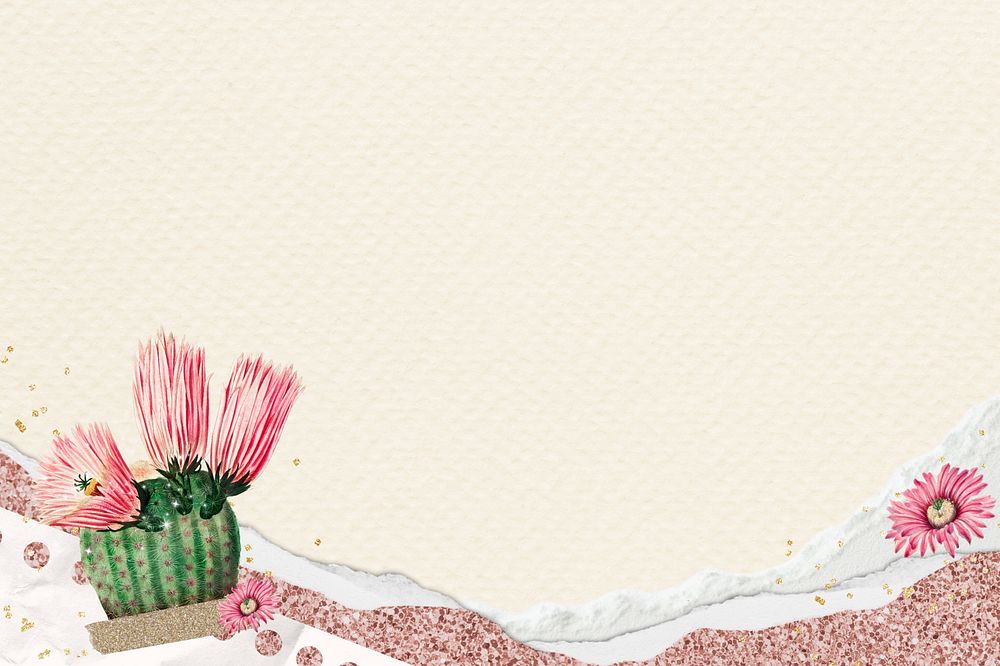 Beige cactus border background