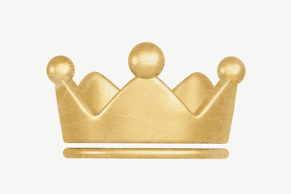 Gold crown, 3D collage element psd