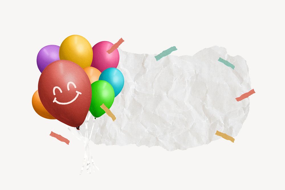 Ripped paper with party balloons remix