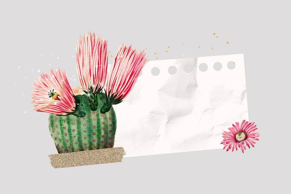 Cactus flower, ripped paper remix