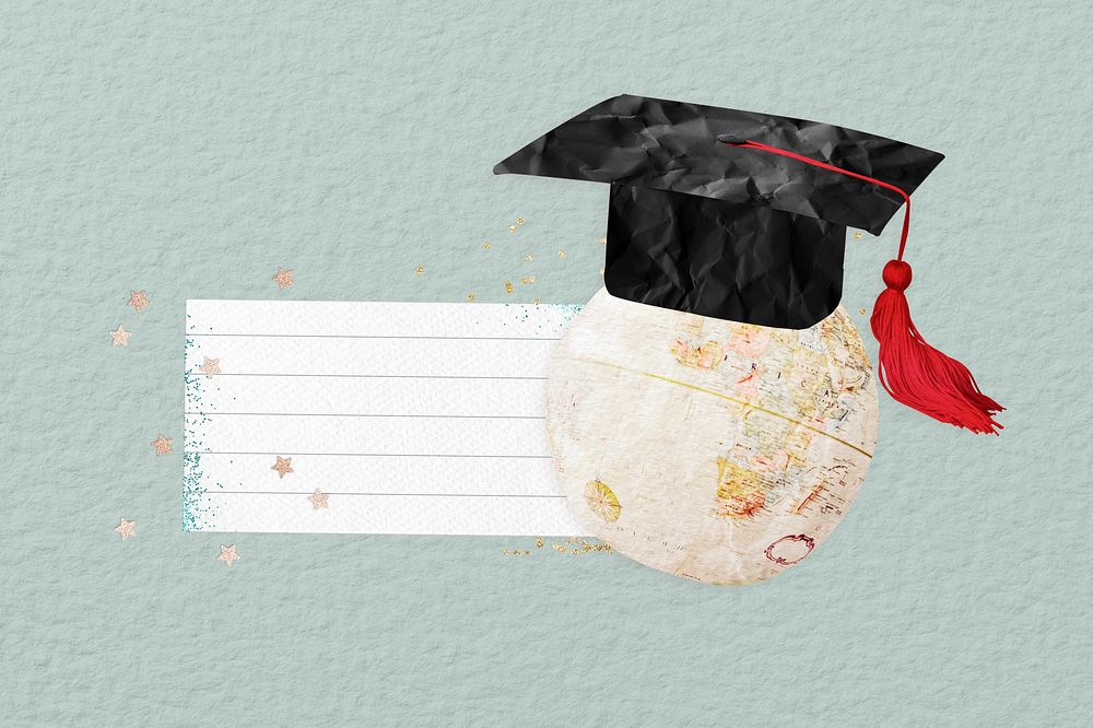 Graduate globe, ripped paper remix