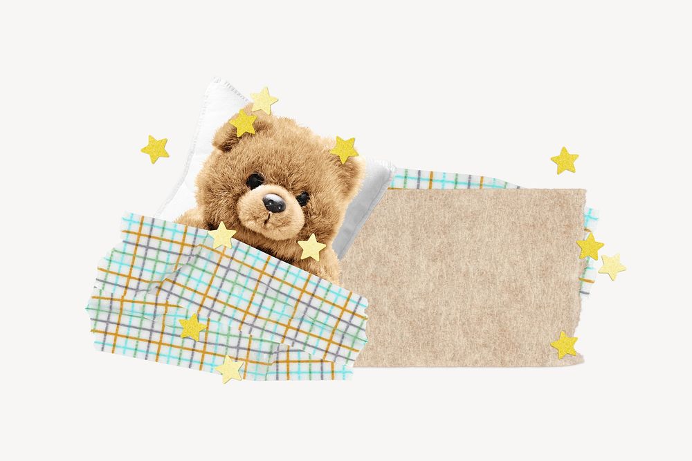 Cute teddy bear, ripped paper remix
