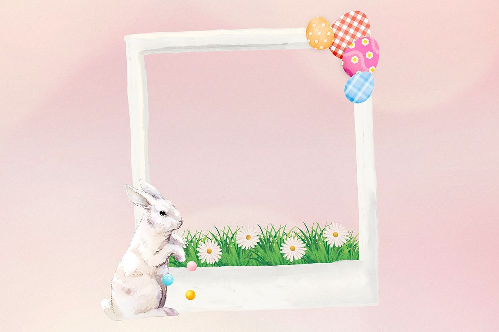 Easter bunny  instant film frame, creative remix