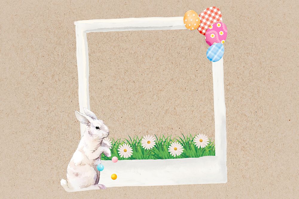 Easter bunny  instant film frame, creative remix