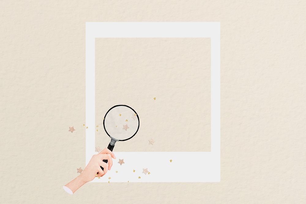 Magnifying glass  instant film frame, creative remix