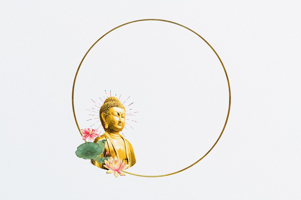 Buddha statue circle frame background