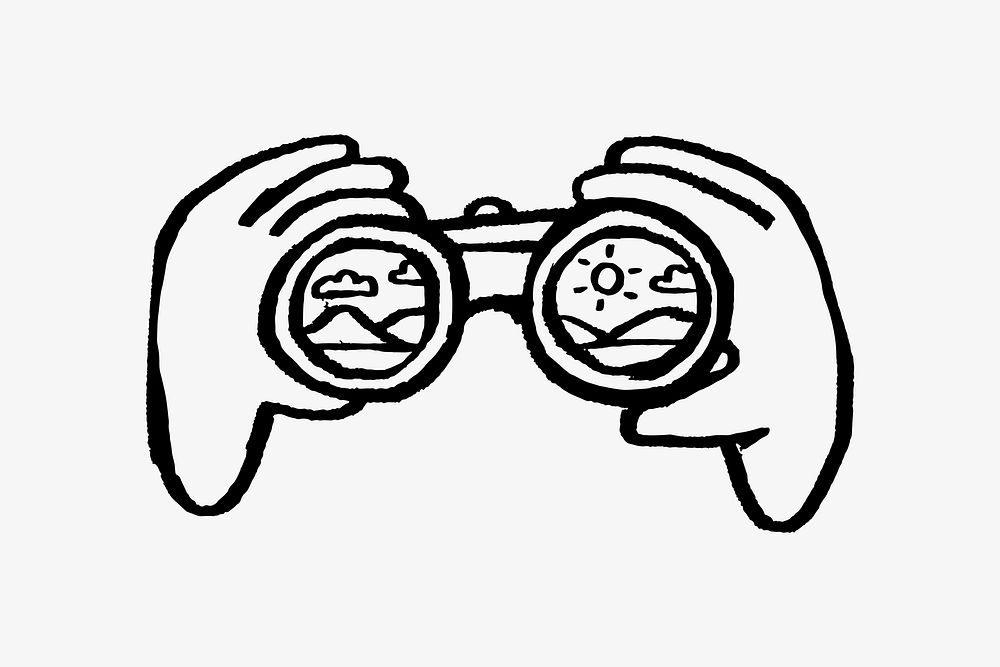Binoculars doodle illustration vector
