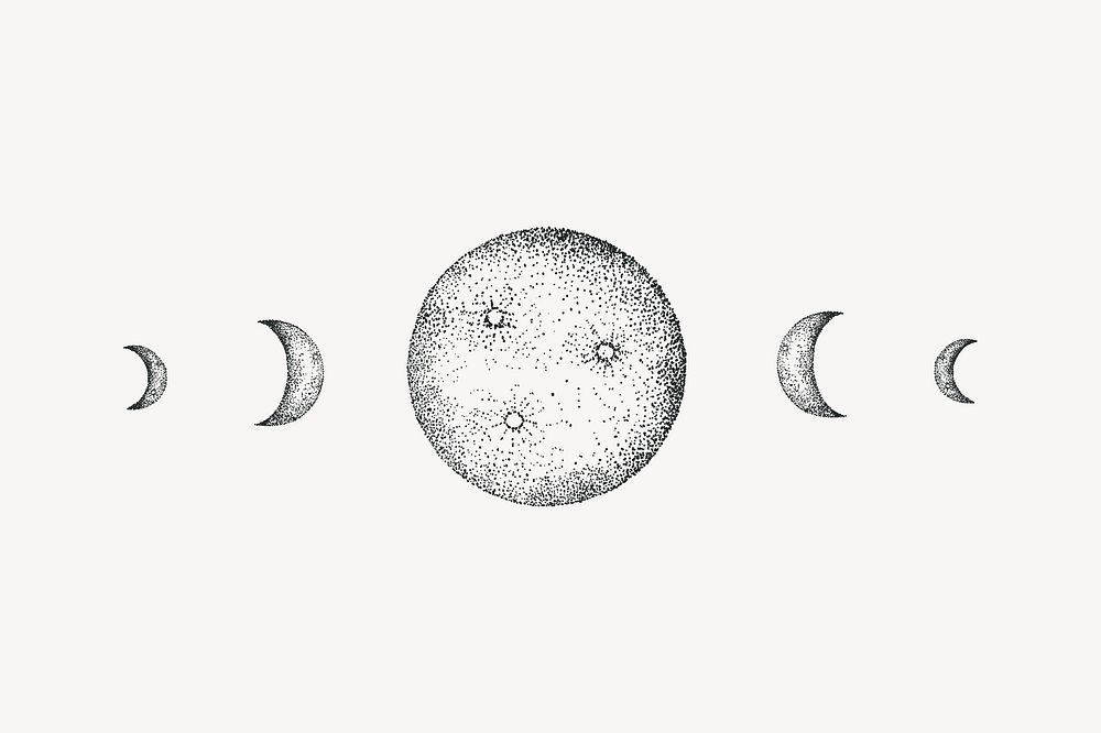 Moon phrase, spiritual illustration, design resource