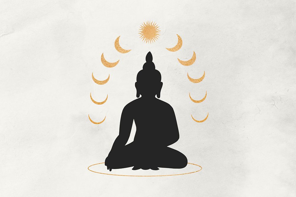 Buddhist moon, spiritual illustration, design resource
