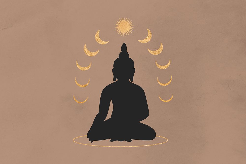 Buddhist moon, spiritual illustration, design resource