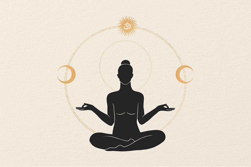 Moon yoga, spiritual illustration, design resource