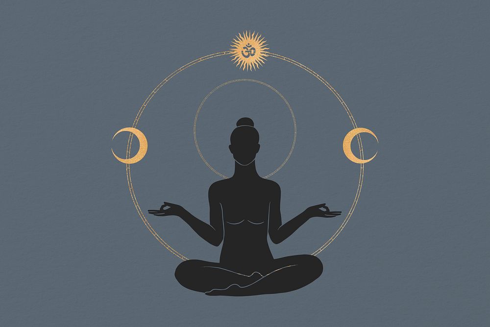 Moon yoga, spiritual illustration, design resource