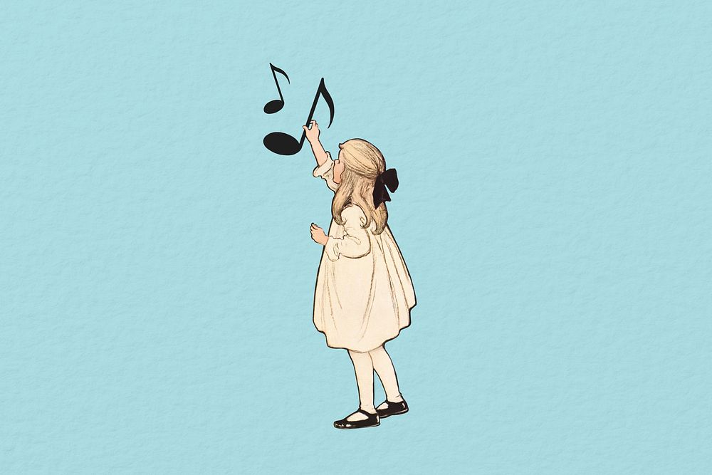 Music lesson, vintage girl collage illustration
