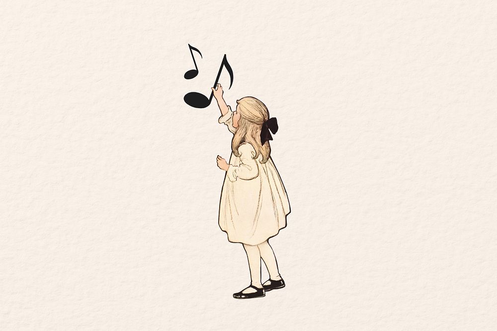 Music lesson, vintage girl collage illustration